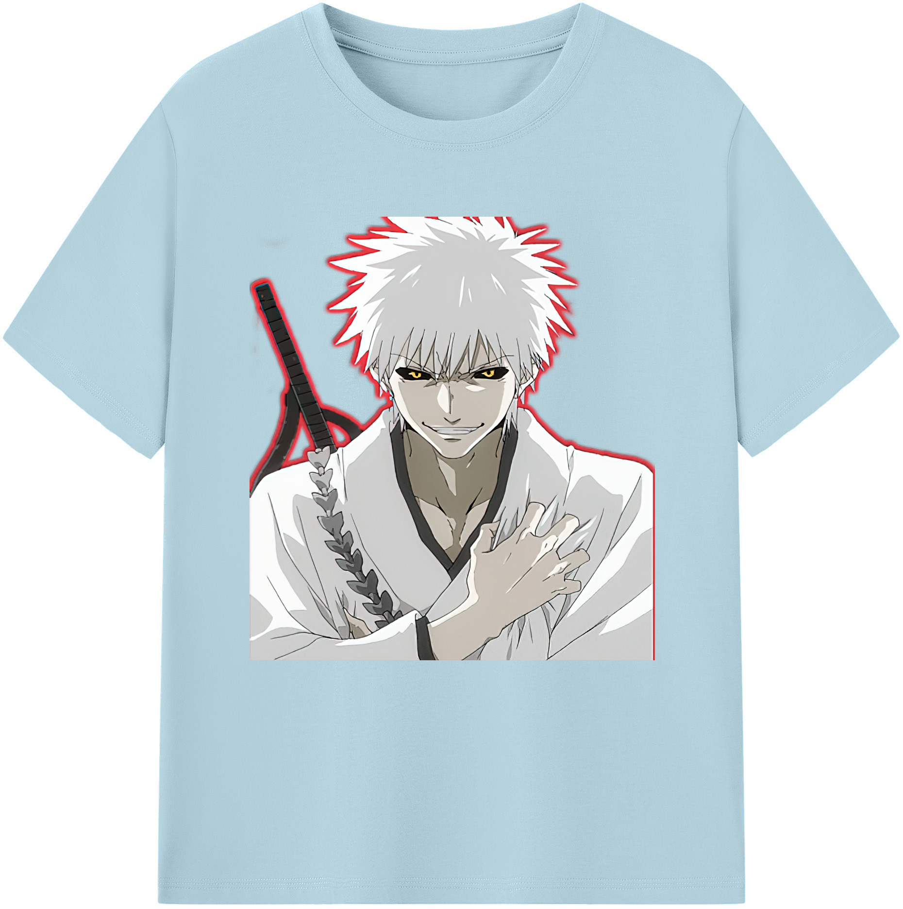（画像用） ブリーチ 黒崎一護（くろさき いちご）BLEACH Kurosaki Ichigo 綿100％半袖Tシャツ（フロントプリント）
